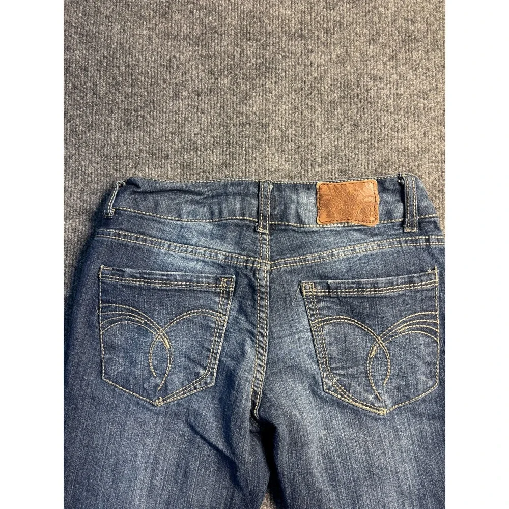 Paris Blues Skinny Jeans Womens‎ 1 Blue Denim Contrast Stitch Faded Whiskered